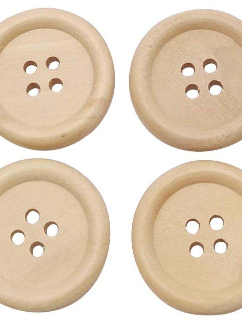 40pcs 25mm 1" Round Natural Wood Buttons 4 Holes Craft Sewing Button 25mm